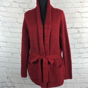 FOREVER 21 TIE BELT WINE CARDIGAN SWEATER SIZE(M)
